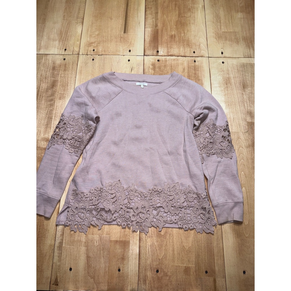 Maurices Mauve Lace Trimmed Sweatshirt Pullover Women's Medium